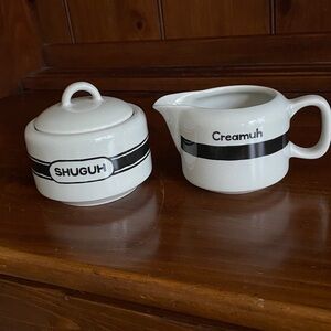White and Black Sugar and Creamer Set